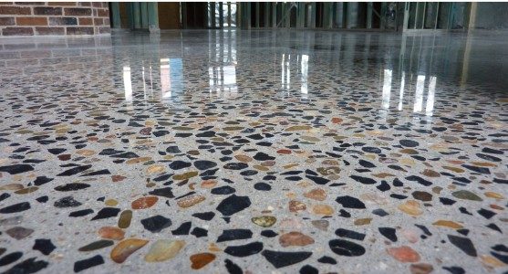 Concrete Grinding Exposed Stone Close Up Quality Sheen